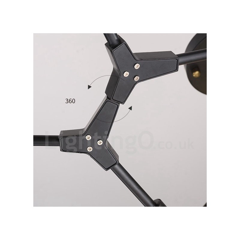 Lámpara de araña moderna contemporánea de 9 luces negra