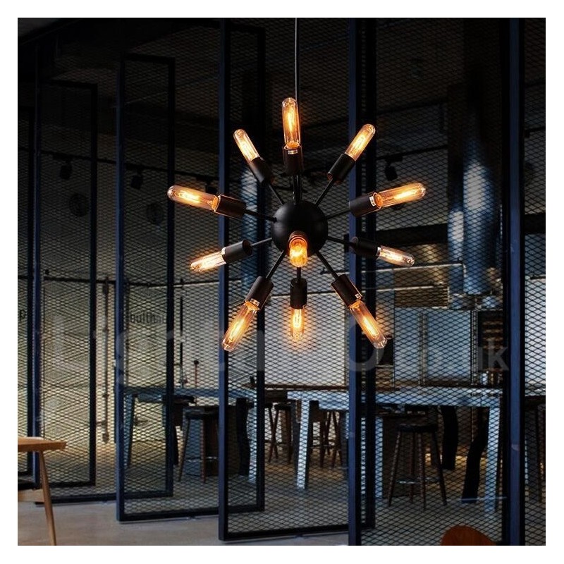 Lámpara de araña Sputnik retro vintage de 12 luces