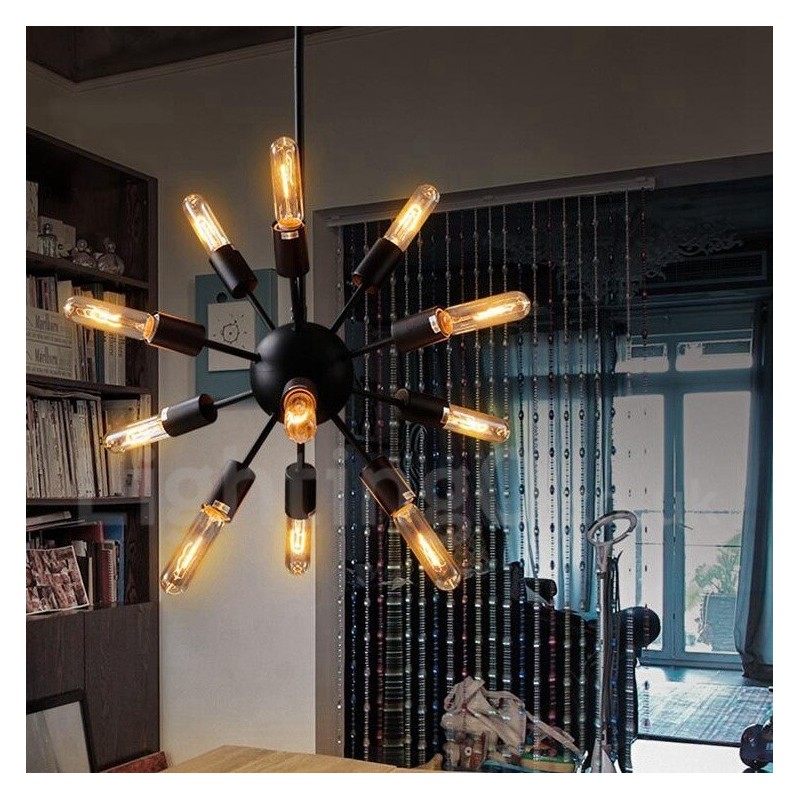 Lámpara de araña Sputnik retro vintage de 12 luces