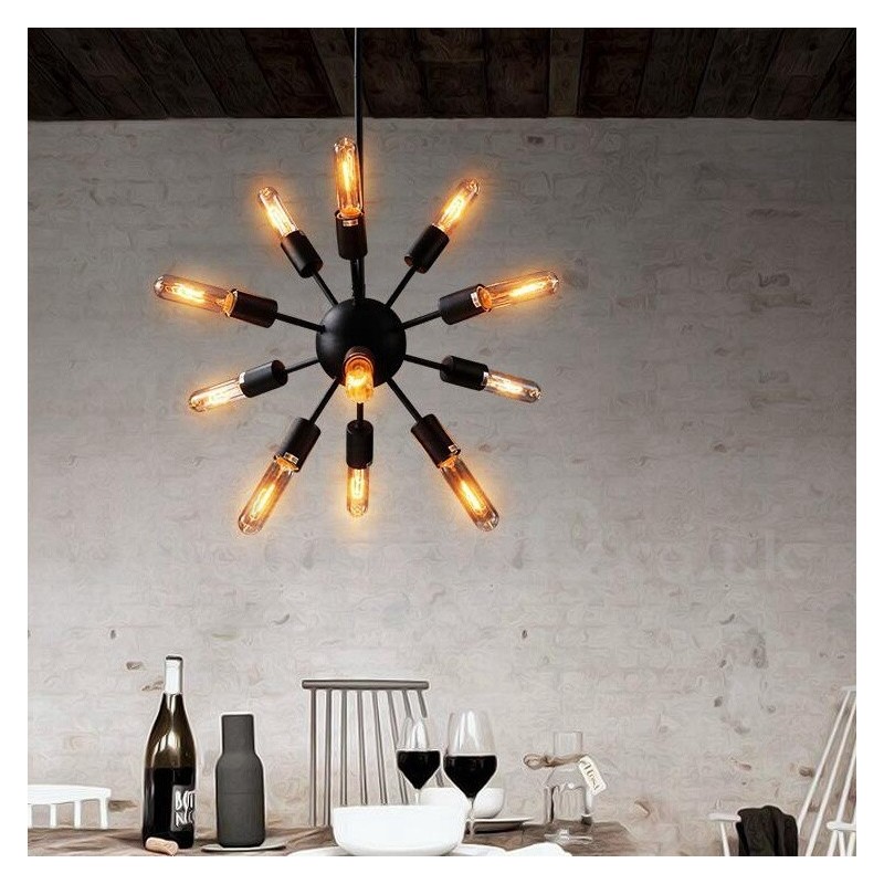 Lámpara de araña Sputnik retro vintage de 12 luces