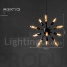 Lámpara de araña Sputnik retro vintage de 12 luces