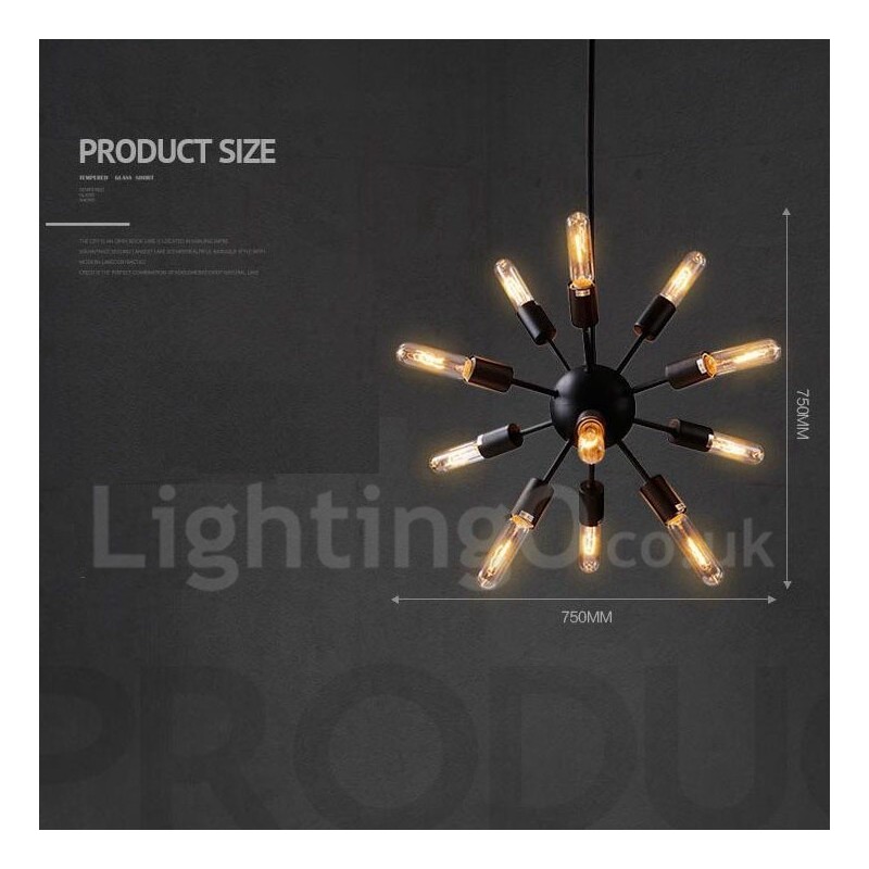 Lámpara de araña Sputnik retro vintage de 12 luces
