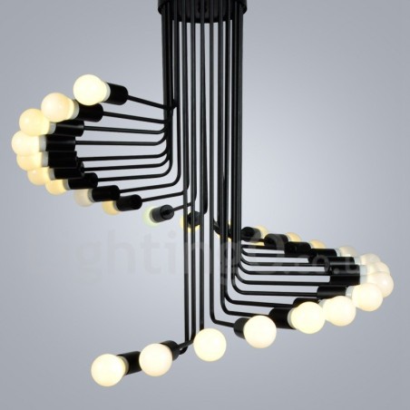 Lámpara de araña moderna, contemporánea, retro, vintage, negra, de 26 luces Lámpara de araña moderna, contemporánea, retro, vintage, negra, de 26 luces