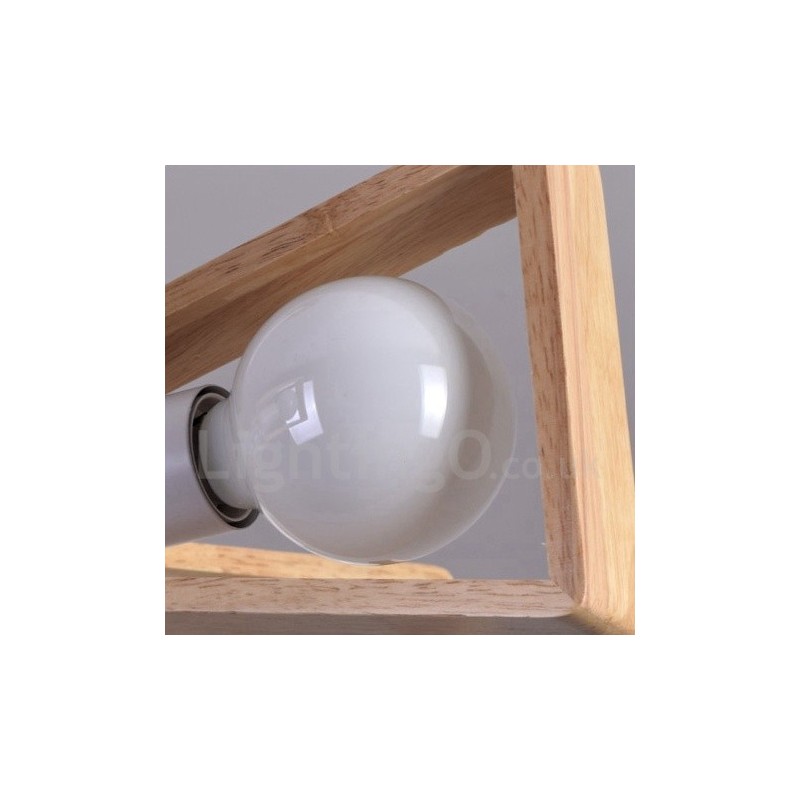 Lámpara de araña de madera de un solo nivel con 3 luces, estilo moderno y contemporáneo