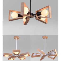 Lámpara de araña de madera de un solo nivel con 5 luces, estilo moderno y contemporáneo