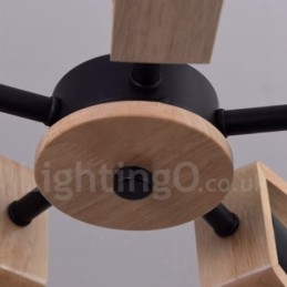 Lámpara de araña de madera de un solo nivel con 8 luces, estilo moderno y contemporáneo