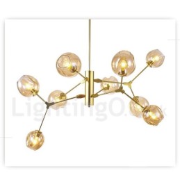 Lámpara de araña con pantalla de cristal de estilo moderno y contemporáneo.
