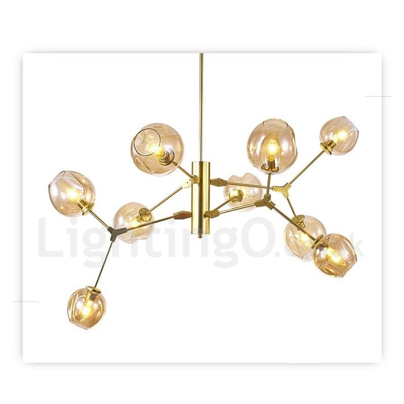 Lámpara de araña con pantalla de cristal de estilo moderno y contemporáneo.