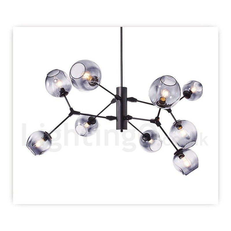 Lámpara de araña con pantalla de cristal de estilo moderno y contemporáneo.