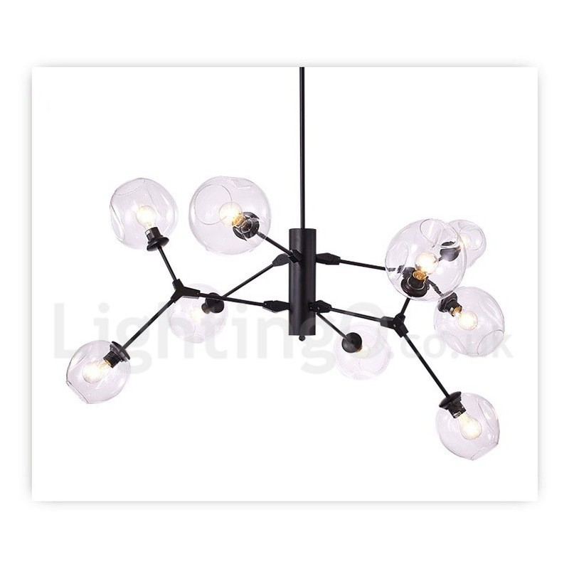 Lámpara de araña con pantalla de cristal de estilo moderno y contemporáneo.