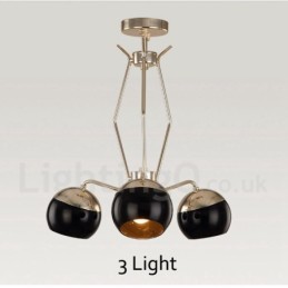 Lámpara de araña moderna contemporánea de metal de un solo nivel de 3 luces con pantalla de vidrio