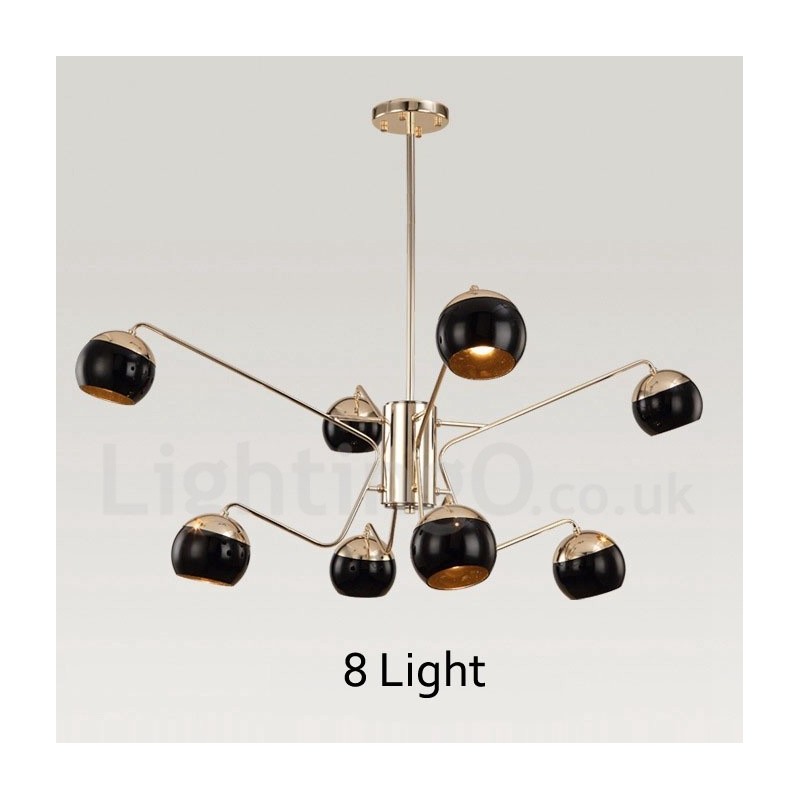 Lámpara de araña moderna contemporánea de metal de 8 luces y 2 niveles con pantalla de vidrio