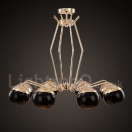 Lámpara de araña moderna contemporánea de metal de un solo nivel de 8 luces con pantalla de vidrio