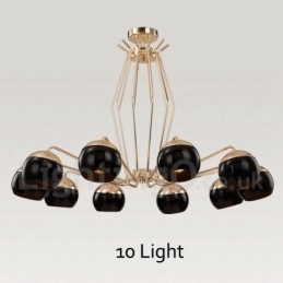 Lámpara de araña moderna contemporánea de metal de un solo nivel de 10 luces con pantalla de vidrio