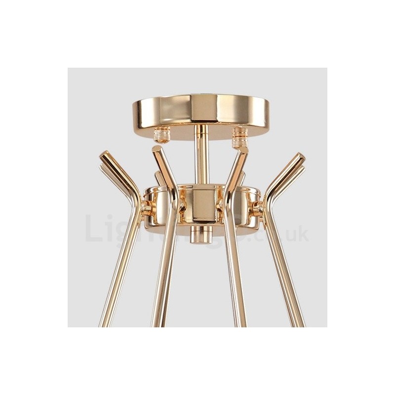 Lámpara de araña moderna contemporánea de metal de un solo nivel de 10 luces con pantalla de vidrio