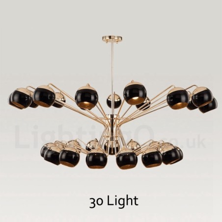 Lámpara de araña moderna contemporánea de metal de 30 luces y 2 niveles con pantalla de vidrio Lámpara de araña moderna contemporánea de metal de 30 luces y 2 niveles con pantalla de vidrio