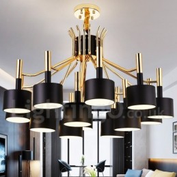 Lámpara de araña de estilo contemporáneo moderno de 15 luces y 2 niveles
