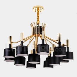 Lámpara de araña de estilo contemporáneo moderno de 15 luces y 2 niveles