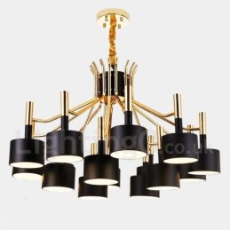 Lámpara de araña de estilo contemporáneo moderno de 15 luces y 2 niveles