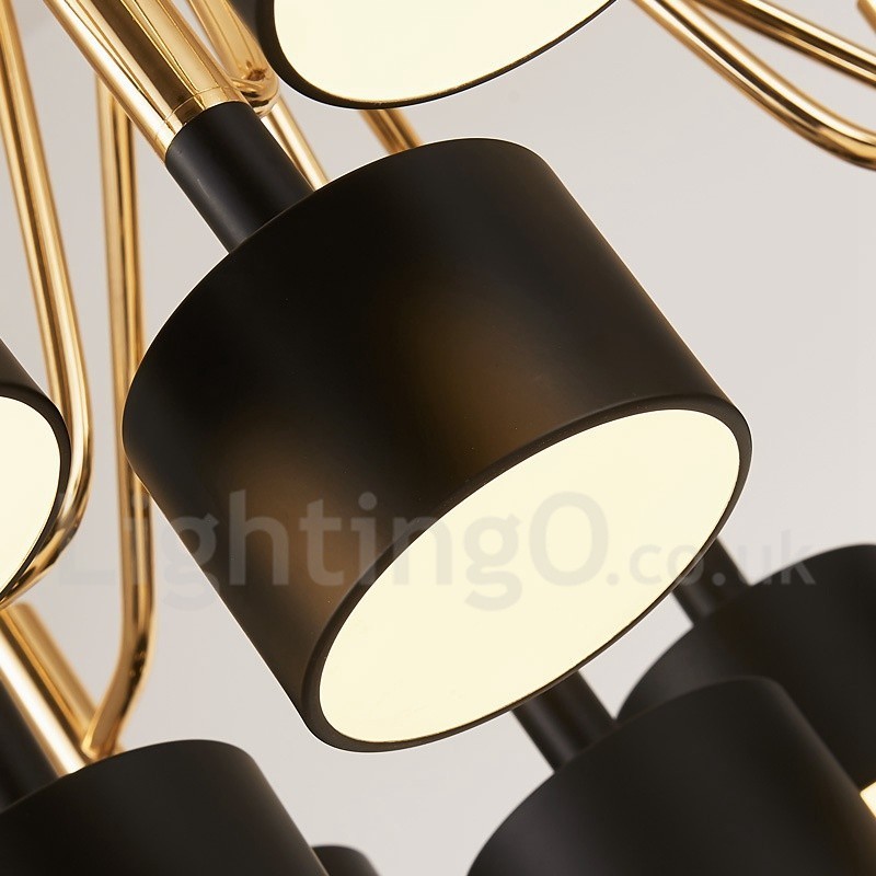 Lámpara de araña de estilo contemporáneo moderno de 15 luces y 2 niveles