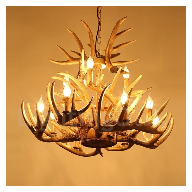 Lámpara de araña vintage de estilo campestre de 12 luces