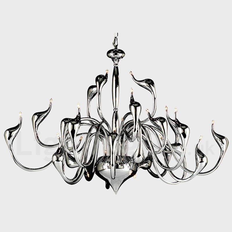 Lámpara de araña moderna de 24 luces con forma de cisne, bombilla G4 cromada incluida.