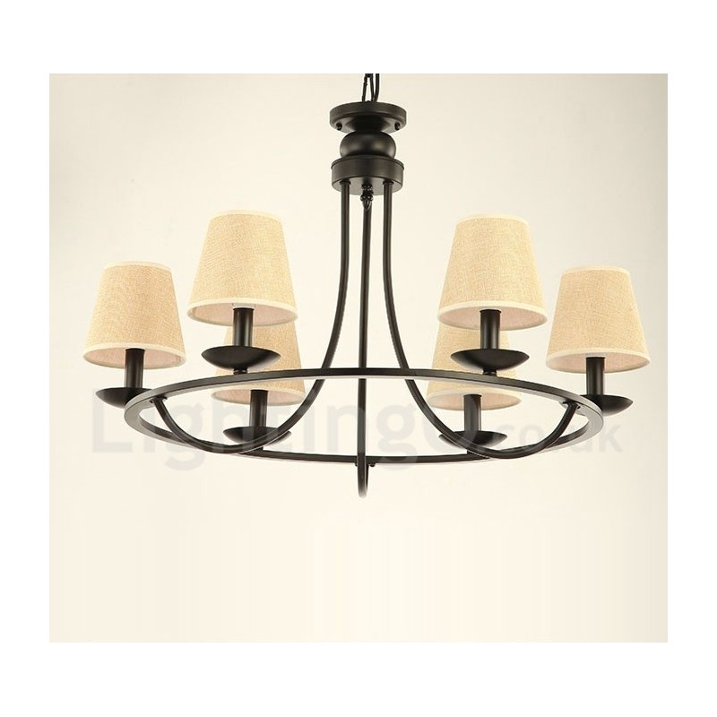 Lámpara de araña de un solo nivel de 6 luces estilo retro campestre