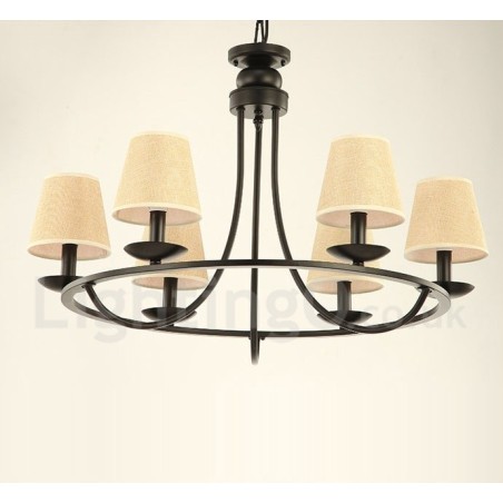 Lámpara de araña de un solo nivel de 6 luces estilo retro campestre Lámpara de araña de un solo nivel de 6 luces estilo retro campestre