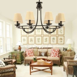 Lámpara de araña de un solo nivel de 8 luces estilo retro campestre