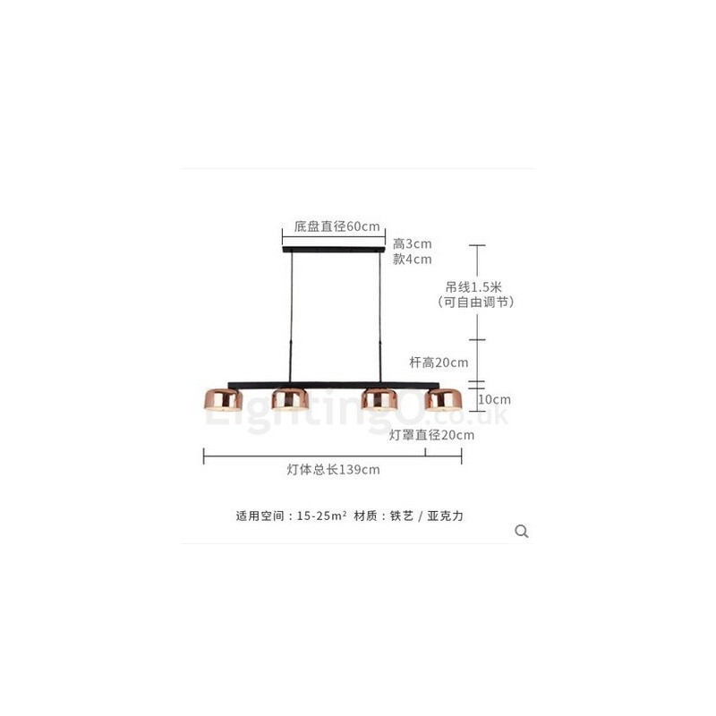 Lámpara de araña giratoria contemporánea moderna de un solo nivel de 4 luces