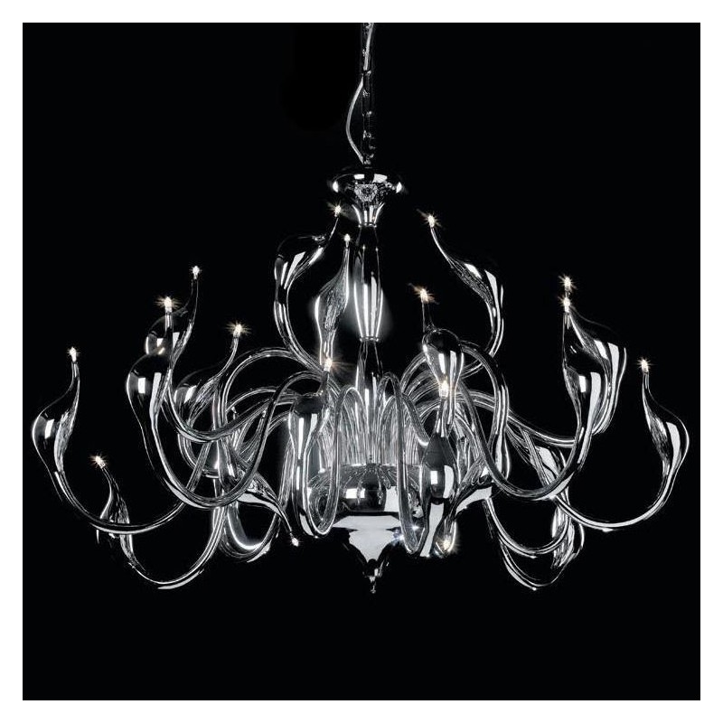 Lámpara de araña moderna de 24 luces con forma de cisne, bombilla G4 cromada incluida.