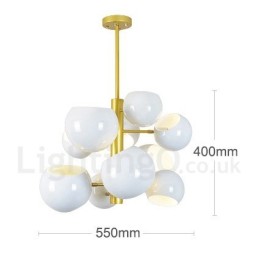 Lámpara de araña moderna contemporánea de 10 luces blanca