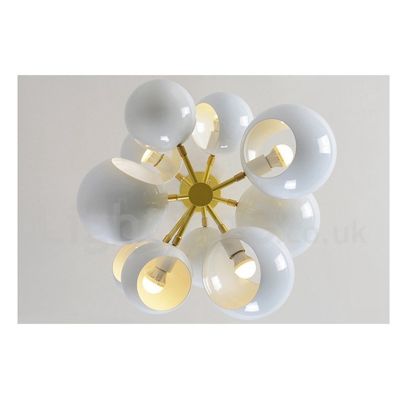 Lámpara de araña moderna contemporánea de 10 luces blanca