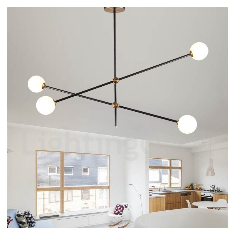 Lámpara de araña moderna contemporánea de 4 luces y 2 niveles