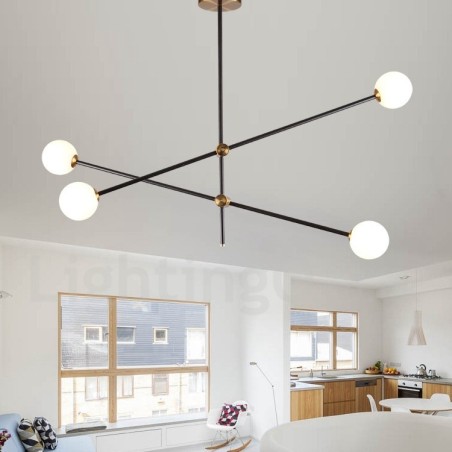 Lámpara de araña moderna contemporánea de 4 luces y 2 niveles Lámpara de araña moderna contemporánea de 4 luces y 2 niveles