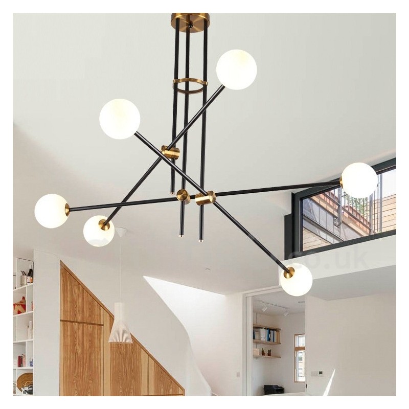 Lámpara de araña moderna contemporánea de 6 luces y 3 niveles