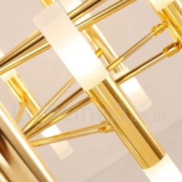 Lámpara de araña moderna contemporánea de 2 niveles y 40 luces doradas