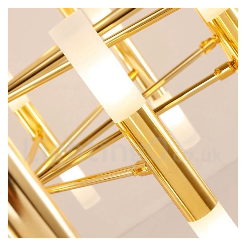 Lámpara de araña moderna contemporánea de 2 niveles y 40 luces doradas