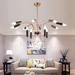 Lámpara de araña moderna contemporánea de 2 niveles y 12 luces
