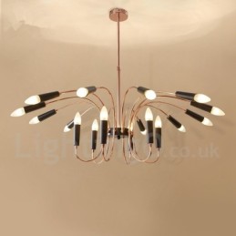 Lámpara de araña moderna contemporánea de 2 niveles y 18 luces