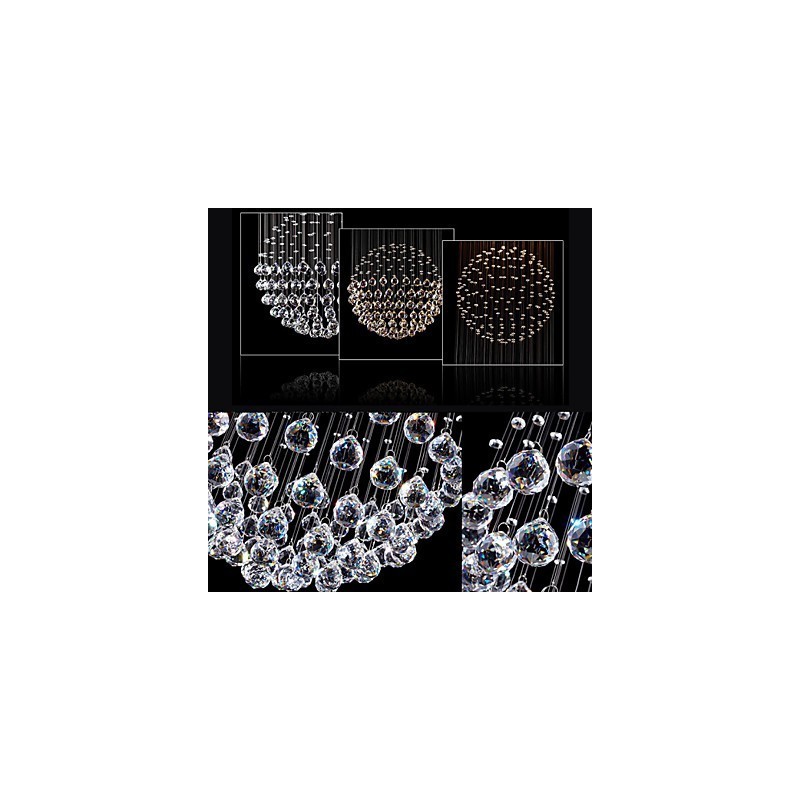 Lámpara colgante moderna de cristal de 5 luces con dosel plateado y globo de cristal transparente.