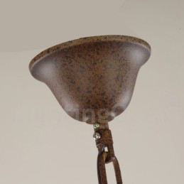 Lámpara de araña vintage de madera rústica de un solo nivel con 6 luces de madera clara