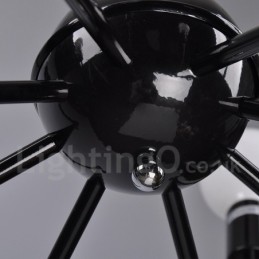 Lámpara de araña de un solo nivel de 8 luces de metal retro vintage negro