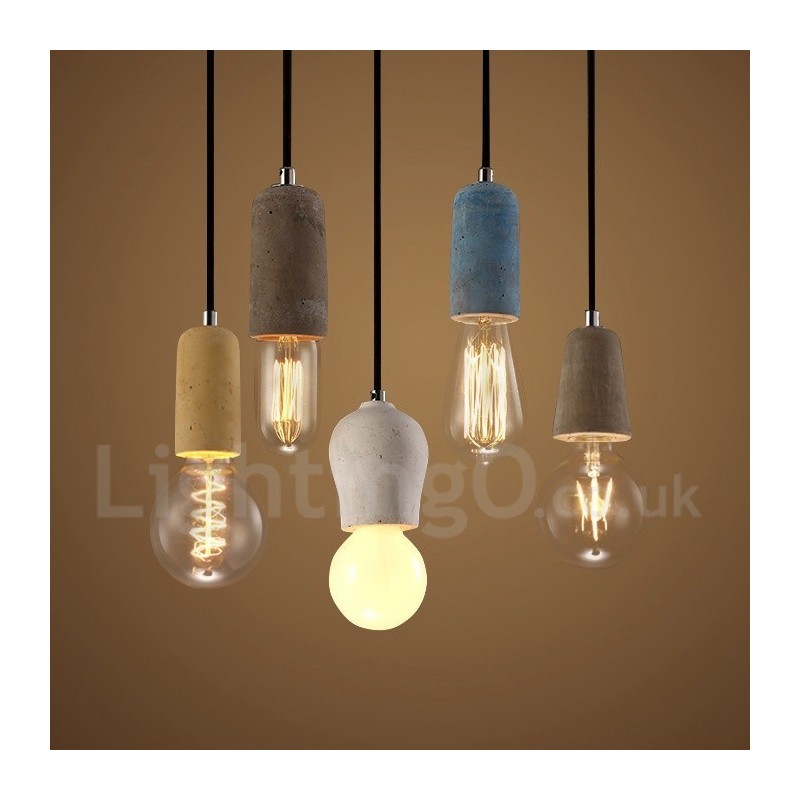 Lámpara colgante rústica de hormigón de 1 luz
