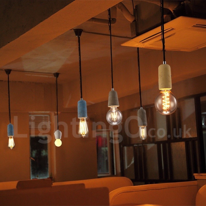 Lámpara colgante rústica de hormigón de 1 luz
