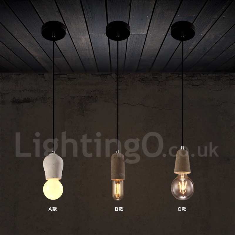 Lámpara colgante rústica de hormigón de 1 luz