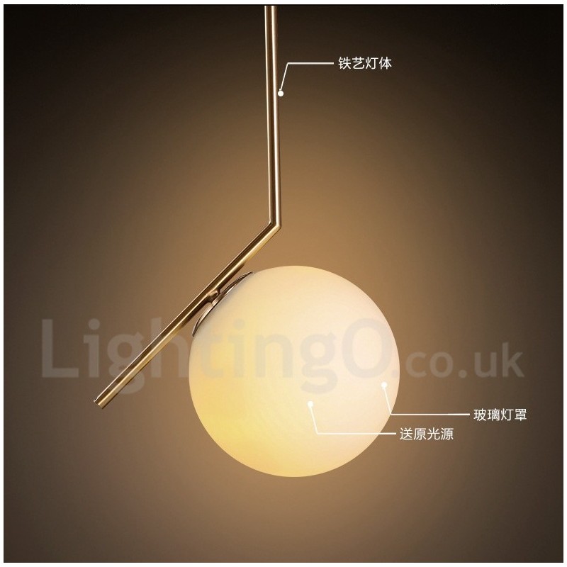 Lámpara colgante contemporánea moderna de 1 luz con pantalla de vidrio