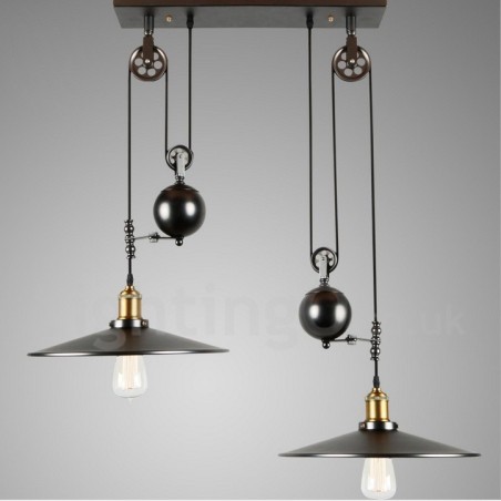 Lámpara colgante vintage de metal de 2 luces Lámpara colgante vintage de metal de 2 luces