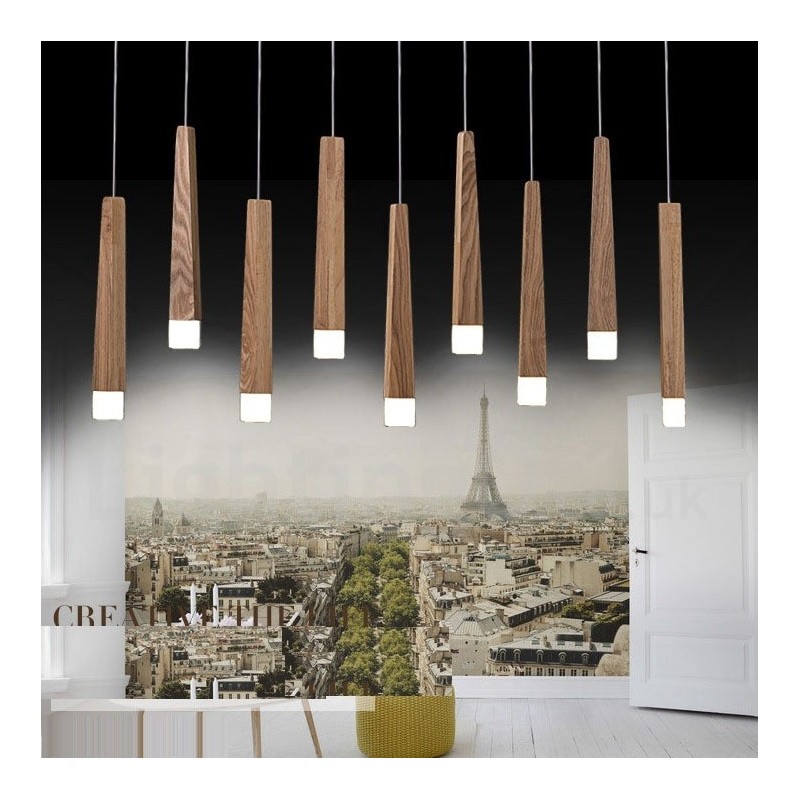 Lámpara colgante de madera contemporánea moderna de 1 luz