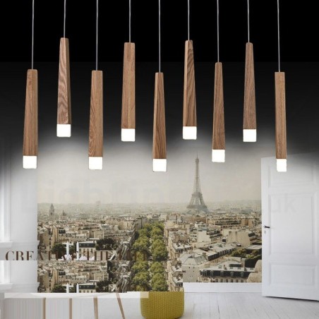Lámpara colgante de madera contemporánea moderna de 1 luz Lámpara colgante de madera contemporánea moderna de 1 luz